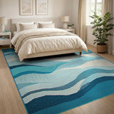 Blue and Teal Teal Ocean Wave Area Rug