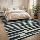 Modern Blue Bar Geometric Area Rug