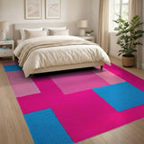 Vibrant Geometric Pink Blue Area Rug