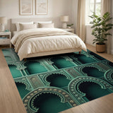 Ornate Teal Moroccan Arch Area Rug