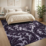 Floral Vintage Purple Damask Floral Area Rug