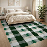 Rustic Black Green Buffalo Plaid Area Rug