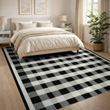 Black and White Rustic Farmhouse Classic Black White Checkered Area Rug
