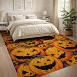 Grinning Jack-o'-Lantern Pumpkin Cluster Area Rug
