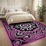Pink Black Mandala Area Rug