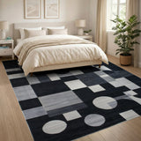 Geometric Modern Geometric Black White Area Rug