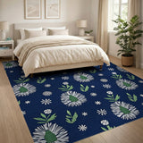Navy Pear Blossom Floral Area Rug