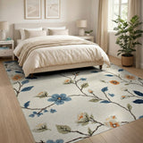 Ivory Blue Floral Branch Area Rug