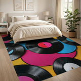 Vibrant Vinyl Records Overlap Area Rug
