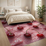 Cherry Bow Pink Faux Fur Area Rug