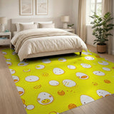 Cute Cartoon Egg Faces Yellow Area Rug