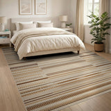 Heritage Tribal Brown Tan Geometric Striped Area Rug