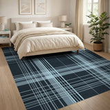 Blue and Teal Navy Plaid Geometric Area Rug