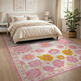 Pink Pink Floral Vintage Area Rug