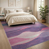 Abstract Wavy Pink Blue Area Rug