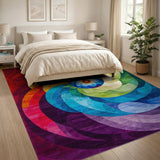 Multi-color and Patterns Vibrant Rainbow Swirl Abstract Area Rug