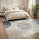 Beige and Neutral Modern Geometric Abstract Area Rug