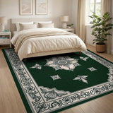 Elegant Green Persian Medallion Traditional Persian Area Rug