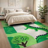 Playful Smiling Crocodile Kids Area Rug