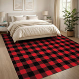 Rustic Farmhouse Classic Red Black Buffalo Check Area Rug