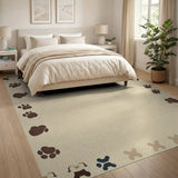 Playful Dog Paw Prints Beige Area Rug