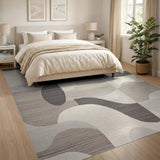 Grey Abstract Grey Geometric Area Rug