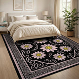 Pink Vintage Pink Daisy Floral Area Rug