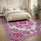 Traditional Persian Pink Ornate Pink Medallion Persian Area Rug