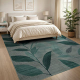 Green Emerald Green Leaf Abstract Area Rug