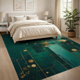 Golden Moon Teal Geometric Abstract Area Rug