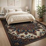 Multi-color and Patterns Traditional Persian Ornate Navy Persian Medallion Area Rug