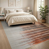 Beige to Rust Distressed Horizontal Stripe Area Rug