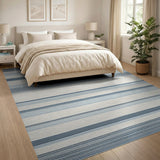 Blue and Teal Coastal Blue Striped Area Rug