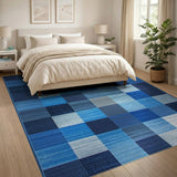Geometric Modern Blue Patchwork Geometric Area Rug