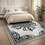 Heritage Tribal Intricate Black White Mandala Area Rug