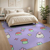Whimsical Purple Mushroom Cartoon Area Rug