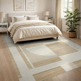 Beige Abstract Crescent Geometric Area Rug