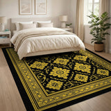 Opulent Black Gold Traditional Persian Rug