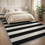Bold Black White Striped No. 75 Area Rug