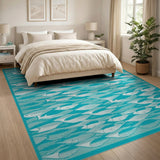 Teal Fish School Area Rug