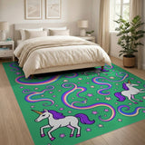 Whimsical Unicorn Rainbow Kids Rug
