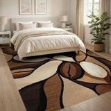 Abstract Brown Tan Area Rug