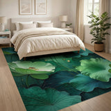 Lush Green Lotus Leaves Area Rug