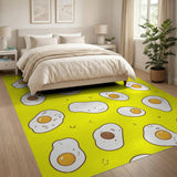 Cute Cartoon Fried Egg Yellow Area Rug