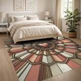 Ornate Pink Heart Mandala Area Rug