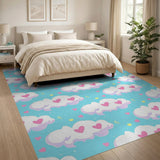 Playful Clouds Pink Hearts Area Rug
