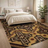 Tan Southwestern Cross Motif Area Rug