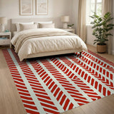 Vibrant Red Wavy Stripe Area Rug
