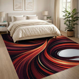 ODIKA Modern Abstract Swirl Area Rug - Washable Low Pile Non-Slip Carpet