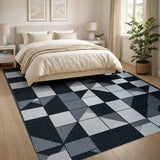 Black and White Bold Geometric Black White Area Rug